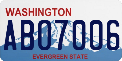 WA license plate ABO7006