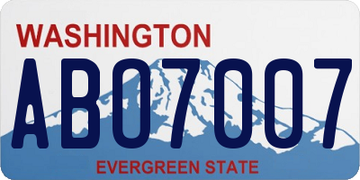 WA license plate ABO7007