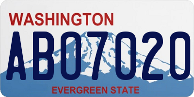 WA license plate ABO7020