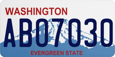 WA license plate ABO7030