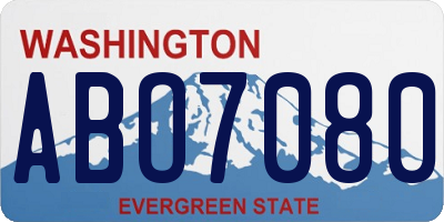WA license plate ABO7080