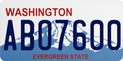 WA license plate ABO7600