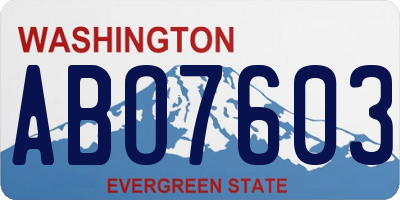 WA license plate ABO7603