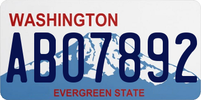WA license plate ABO7892