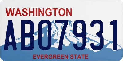 WA license plate ABO7931