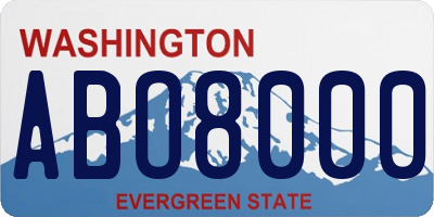 WA license plate ABO8000
