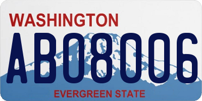 WA license plate ABO8006