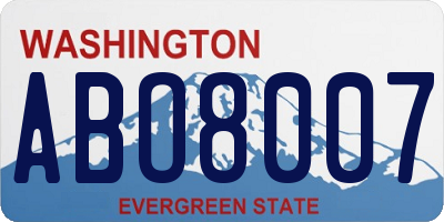 WA license plate ABO8007