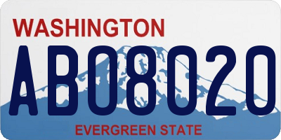 WA license plate ABO8020
