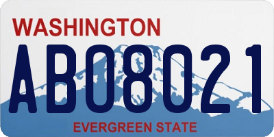 WA license plate ABO8021