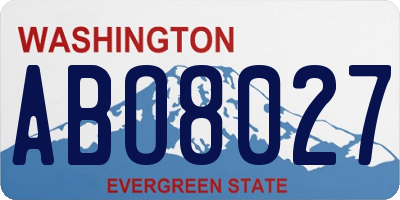 WA license plate ABO8027