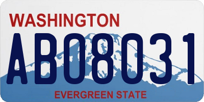 WA license plate ABO8031