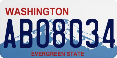 WA license plate ABO8034