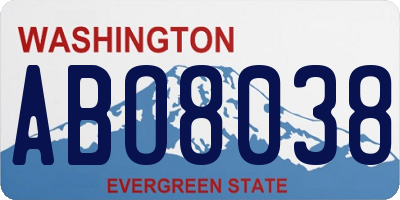 WA license plate ABO8038