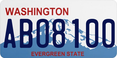 WA license plate ABO8100
