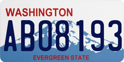 WA license plate ABO8193