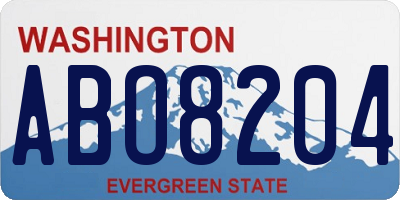 WA license plate ABO8204