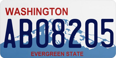 WA license plate ABO8205