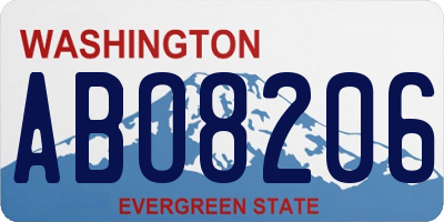 WA license plate ABO8206