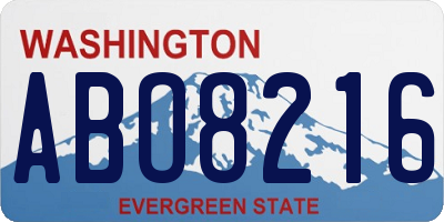WA license plate ABO8216