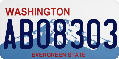 WA license plate ABO8303