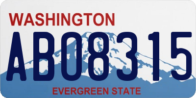 WA license plate ABO8315