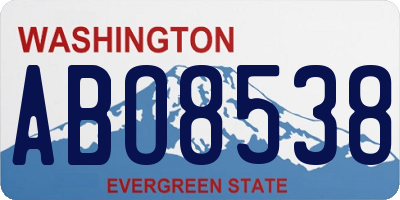WA license plate ABO8538