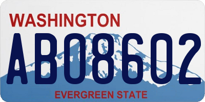 WA license plate ABO8602