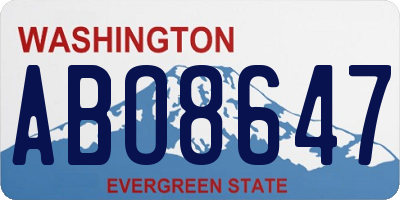 WA license plate ABO8647