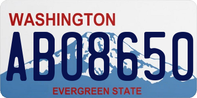 WA license plate ABO8650
