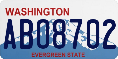 WA license plate ABO8702