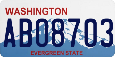 WA license plate ABO8703
