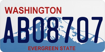 WA license plate ABO8707