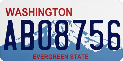 WA license plate ABO8756