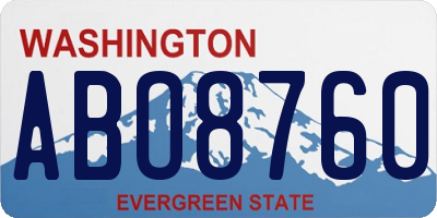 WA license plate ABO8760