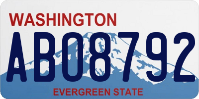 WA license plate ABO8792
