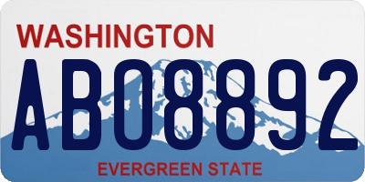 WA license plate ABO8892