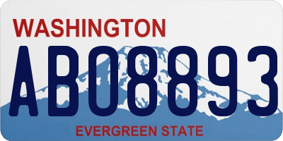 WA license plate ABO8893