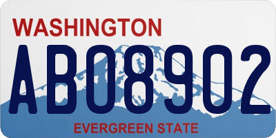 WA license plate ABO8902