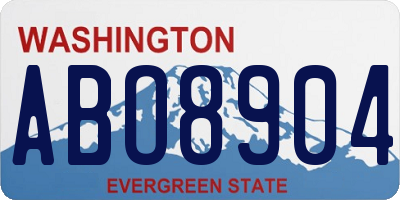 WA license plate ABO8904