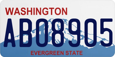 WA license plate ABO8905