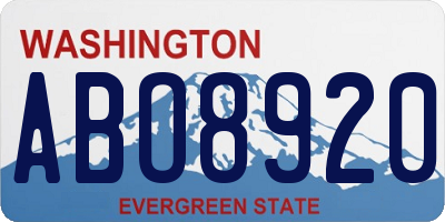 WA license plate ABO8920
