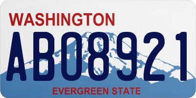 WA license plate ABO8921