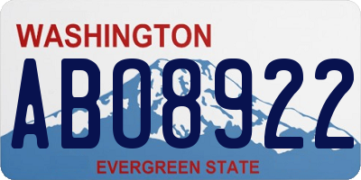 WA license plate ABO8922