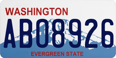 WA license plate ABO8926