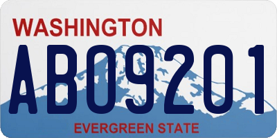WA license plate ABO9201