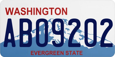WA license plate ABO9202