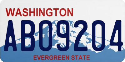 WA license plate ABO9204