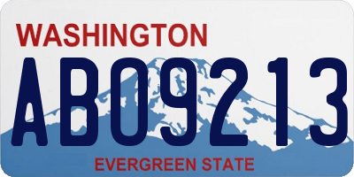 WA license plate ABO9213