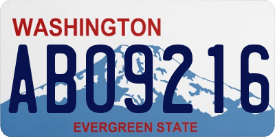 WA license plate ABO9216